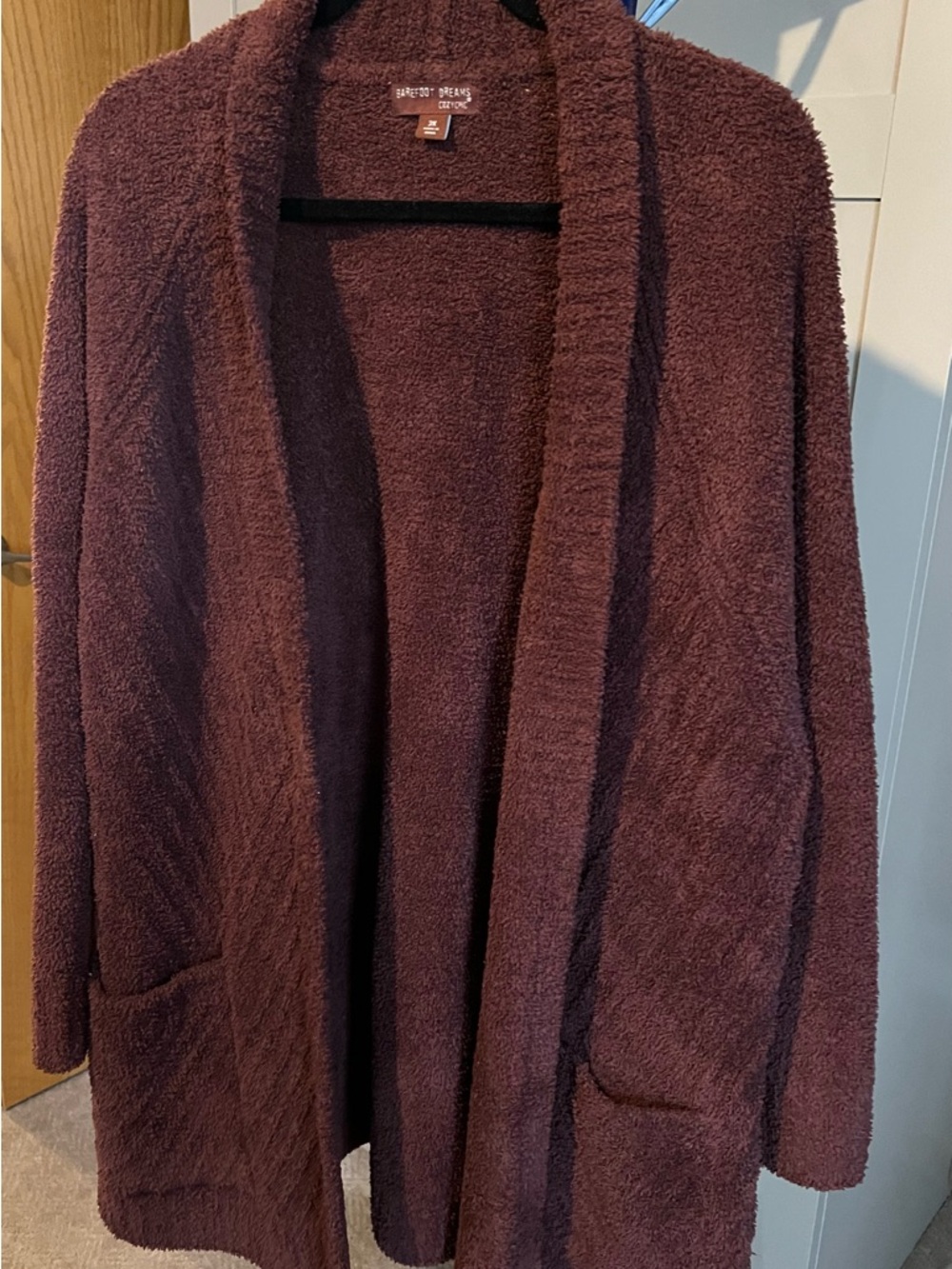 Barefoot Dreams Plush Open-Front Cardigan - Burgundy